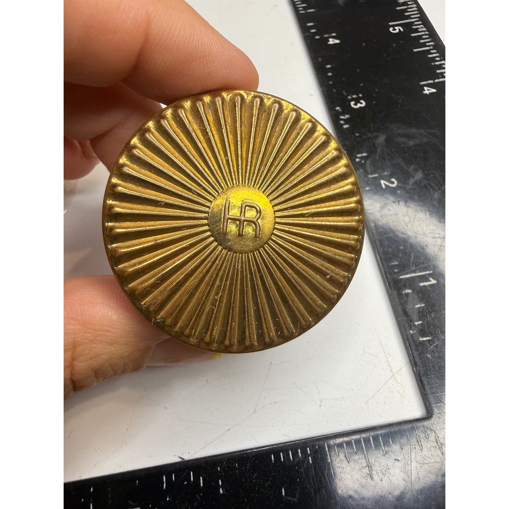 Helena Rubinstein Silk Fashion Compact Rouge Coral-Tone A39 Gold Tone Sunburst